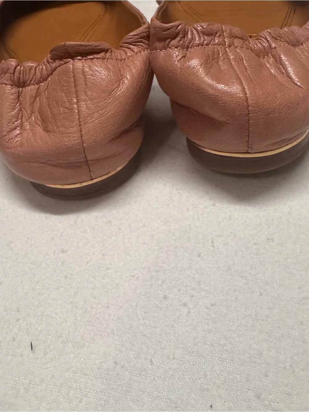Tory Burch Mauve Pink Leather Logo Ballet Flats